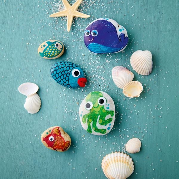 Produktbild: Kreativ-Set: Steine bemalen Kids mit Wackelaugen, Pompons, Anleitungsbuch & Material