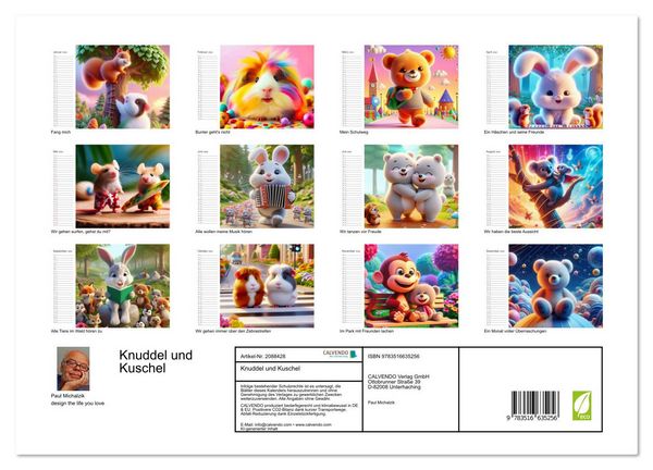 Produktbild: Knuddel und Kuschel (hochwertiger Premium Wandkalender 2026 DIN A2 quer), Kunstdruck in Hochglanz