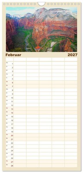 Produktbild: Familienplaner 2027 - Naturwunder und Nationalparks der amerikanischen Westk&uuml;ste mit 5 Spalten (Wandkalender, 21 x 45 cm) CALVENDO