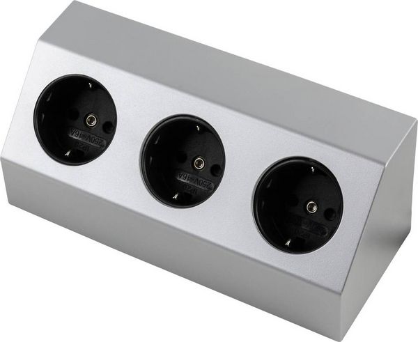 Produktbild: Heitronic 500071 Steckdosenleiste Wei&szlig;, Silber 1St.