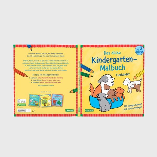 Produktbild: Ausmalbilder f&uuml;r Kita-Kinder: Das dicke Kindergarten-Malbuch: Tierkinder