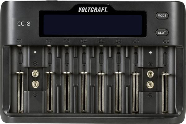 VOLTCRAFT CC-8 Rundzellen-Ladegerät LiIon, LiFePO, NiMH, NiCd A, Mignon (AA), Micro (AAA), Mini (AAAA), 9V Block, Baby , Sub-C