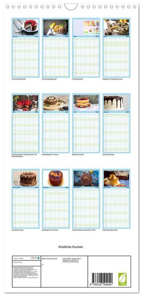 Produktbild: Familienplaner 2026 - K&ouml;stliche Kuchen mit 5 Spalten (Wandkalender, 21 x 45 cm) CALVENDO