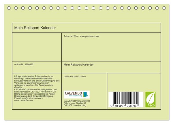 Produktbild: Mein Reitsport Kalender (Tischkalender 2026 DIN A5 quer), CALVENDO Monatskalender