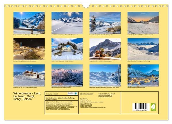 Produktbild: Winterdreams - Lech, Leutasch, Gurgl, Ischgl, S&ouml;lden (Wandkalender 2026 DIN A3 quer), CALVENDO Monatskalender