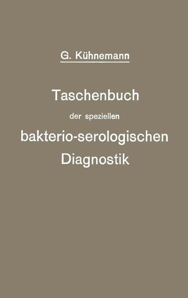Produktbild: Taschenbuch der speziellen bakterio-serologischen Diagnostik
