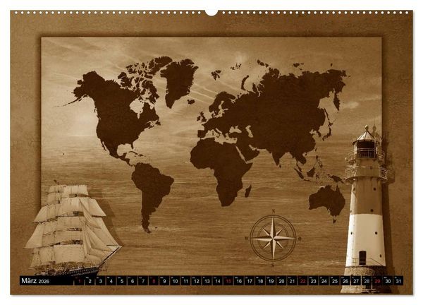 Produktbild: Nostalgie in Sepia (hochwertiger Premium Wandkalender 2026 DIN A2 quer), Kunstdruck in Hochglanz