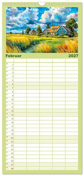 Produktbild: Familienplaner 2027 - Niederlande. Aquarelle zwischen Grachten und Tulpenfeldern mit 5 Spalten (Wandkalender, 21 x 45 cm) CALVENDO