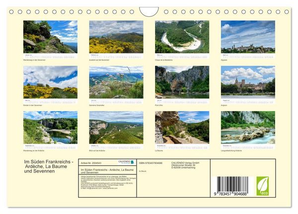 Produktbild: Im S&uuml;den Frankreichs - Ard&egrave;che, La Baume und Sevennen (Wandkalender 2026 DIN A4 quer), CALVENDO Monatskalender