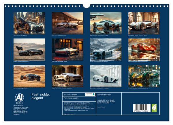 Produktbild: Fast, noble, elegant (Wall Calendar 2026 DIN A3 landscape), CALVENDO 12 Month Wall Calendar