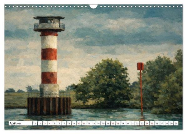 Produktbild: Leuchtt&uuml;rme an der Elbe - von Hamburg bis zur Elbm&uuml;ndung (Wandkalender 2027 DIN A3 quer), CALVENDO Monatskalender