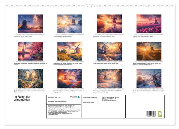 Produktbild: Im Reich der Windm&uuml;hlen (Wandkalender 2026 DIN A2 quer), CALVENDO Monatskalender