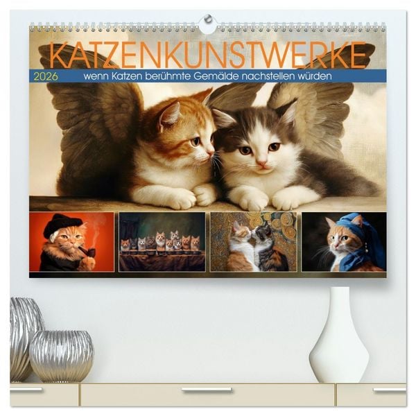 Produktbild: Katzenkunstwerke (hochwertiger Premium Wandkalender 2026 DIN A2 quer), Kunstdruck in Hochglanz