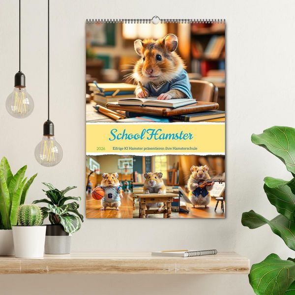 Produktbild: School Hamster - Eifrige KI Hamster pr&auml;sentieren ihre Hamsterschule (Wandkalender 2026 DIN A2 hoch), CALVENDO Monatskalender