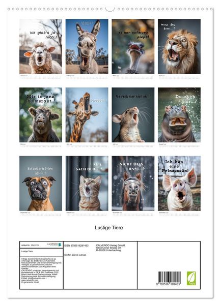 Produktbild: Lustige Tiere (hochwertiger Premium Wandkalender 2026 DIN A2 hoch), Kunstdruck in Hochglanz