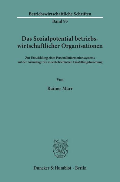 Produktbild: Das Sozialpotential betriebswirtschaftlicher Organisationen.
