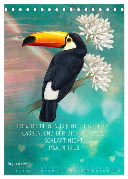 Produktbild: Bibelworte f&uuml;r Vogelfreunde (Tischkalender 2026 DIN A5 hoch), CALVENDO Monatskalender