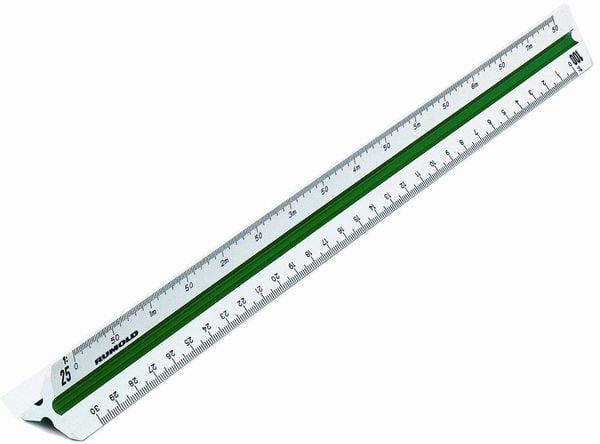 Rumold 150KE/1/30 Architekt 1 Dreikantmaßstab Kunststoff Weiß 30 cm