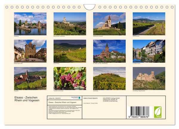 Produktbild: Elsass - Zwischen Rhein und Vogesen (Wandkalender 2026 DIN A4 quer), CALVENDO Monatskalender