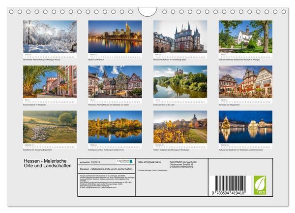 Produktbild: Hessen - Malerische Orte und Landschaften (Wandkalender 2027 DIN A4 quer), CALVENDO Monatskalender