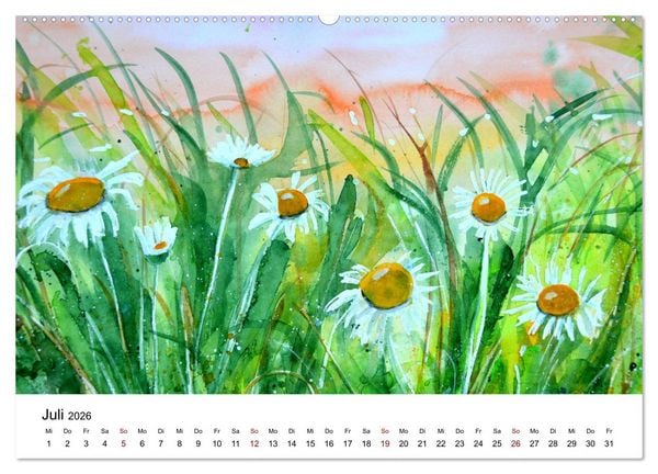 Produktbild: Blumen-Aquarelle (hochwertiger Premium Wandkalender 2026 DIN A2 quer), Kunstdruck in Hochglanz