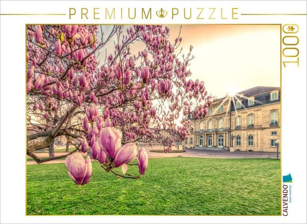 Produktbild: CALVENDO Puzzle Magnolien Bl&uuml;te auf dem Stuttgart Schlossplatz | 1000 Teile Lege-Gr&ouml;&szlig;e 64x48cm Foto-Puzzle f&uuml;r gl&uuml;ckliche Stunden