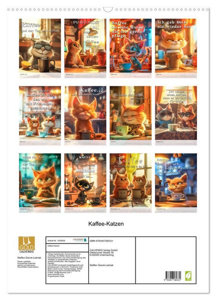 Produktbild: Kaffee-Katzen (Wandkalender 2026 DIN A2 hoch), CALVENDO Monatskalender