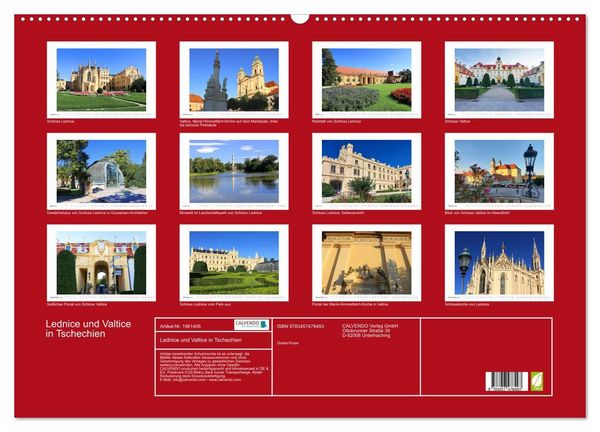 Produktbild: Lednice und Valtice in Tschechien (Wandkalender 2026 DIN A2 quer), CALVENDO Monatskalender