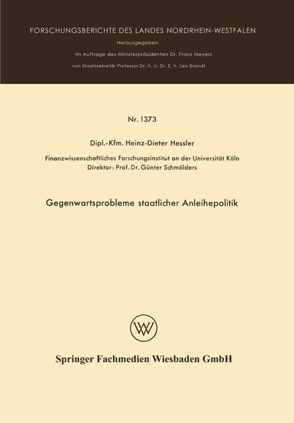 Produktbild: Gegenwartsprobleme staatlicher Anleihepolitik