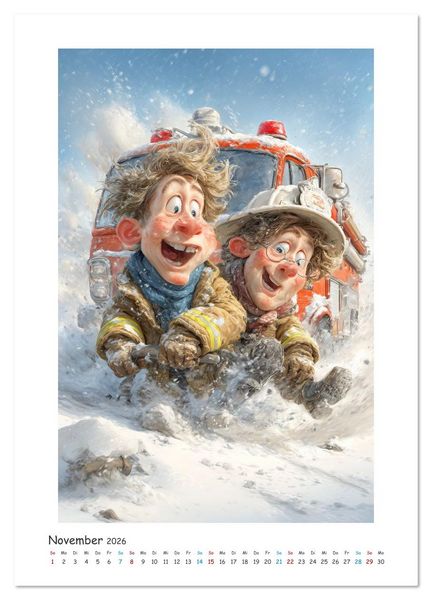 Produktbild: L&ouml;schen, Lachen, L&ouml;schfahrzeug (Wandkalender 2026 DIN A4 hoch), CALVENDO Monatskalender