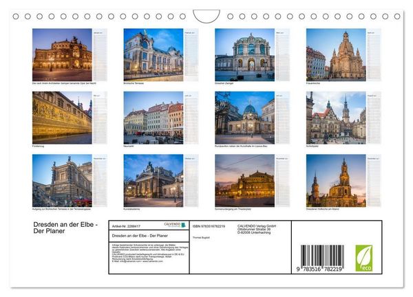 Produktbild: Dresden an der Elbe - Der Planer (Wandkalender 2027 DIN A4 quer), CALVENDO Monatskalender