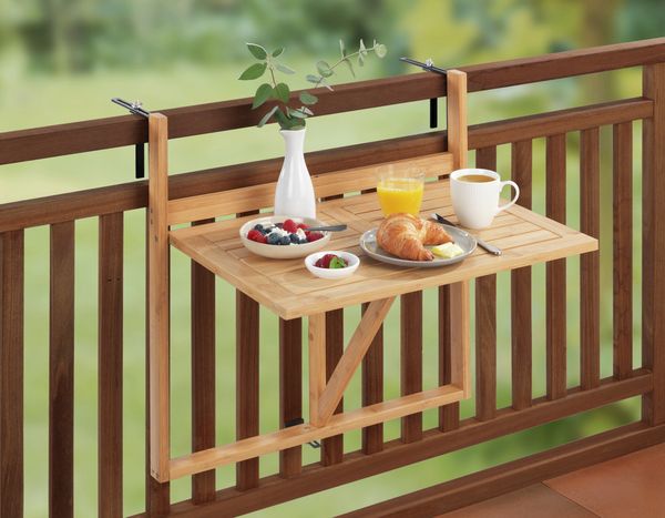 Produktbild: Bambus Balkon-Klapptisch Mod. Waikiki, zum Einh&auml;ngen an Balkongel&auml;nder