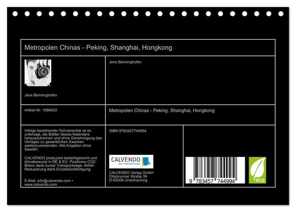 Produktbild: Metropolen Chinas - Peking, Shanghai, Hongkong (Tischkalender 2026 DIN A5 quer), CALVENDO Monatskalender