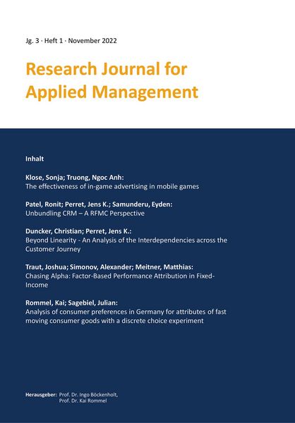 Produktbild: Research Journal for Applied Management - Jg. 3, Heft 1