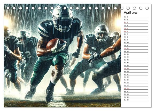 Produktbild: American Football - Durch KI-Technologie zum Leben erweckte Momente (Tischkalender 2026 DIN A5 quer), CALVENDO Monatskalender