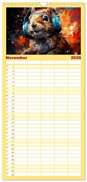 Produktbild: Familienplaner 2026 - Musik Safari mit 5 Spalten (Wandkalender, 21 x 45 cm) CALVENDO