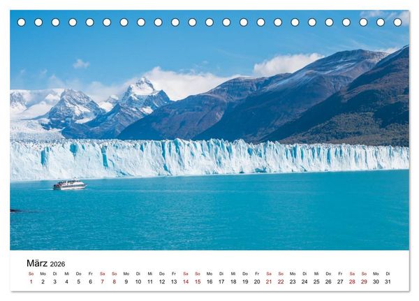 Produktbild: Patagonien, Los Glaciares Nationalpark: Perito Moreno Gletscher (Tischkalender 2026 DIN A5 quer), CALVENDO Monatskalender