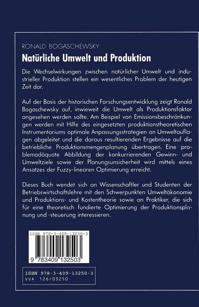 Produktbild: Nat&uuml;rliche Umwelt und Produktion