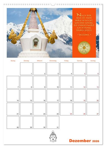 Produktbild: Buddhas Zitate und Weisheiten (Wandkalender 2026 DIN A2 hoch), CALVENDO Monatskalender
