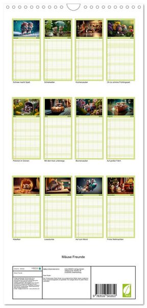 Produktbild: Familienplaner 2026 - M&auml;use Freunde mit 5 Spalten (Wandkalender, 21 x 45 cm) CALVENDO