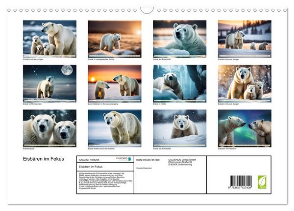 Produktbild: Eisb&auml;ren im Fokus (Wandkalender 2026 DIN A3 quer), CALVENDO Monatskalender