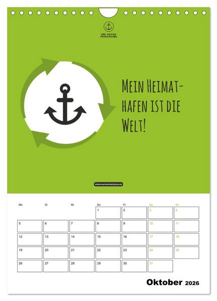 Produktbild: hafenprinzessin: Ankertr&auml;ume & Meer - Der moderne Zitate-Wandkalender f&uuml;r maritime Lebensmomente! (Wandkalender 2026 DIN A4 hoch), CALVENDO Monatskalender