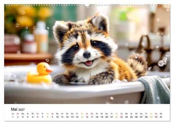 Produktbild: Waschb&auml;ren - Klein. Knuddelig. Herzerw&auml;rmend. (Wandkalender 2027 DIN A2 quer), CALVENDO Monatskalender