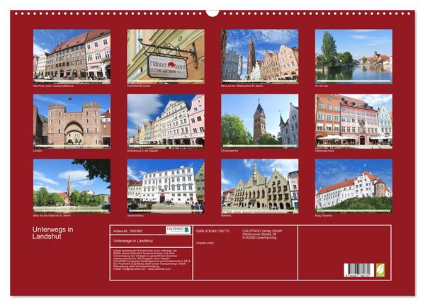 Produktbild: Unterwegs in Landshut (Wandkalender 2026 DIN A2 quer), CALVENDO Monatskalender