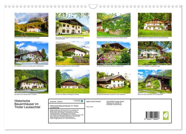 Produktbild: Historische Bauernh&auml;user im Tiroler Leutaschtal (Wandkalender 2026 DIN A3 quer), CALVENDO Monatskalender