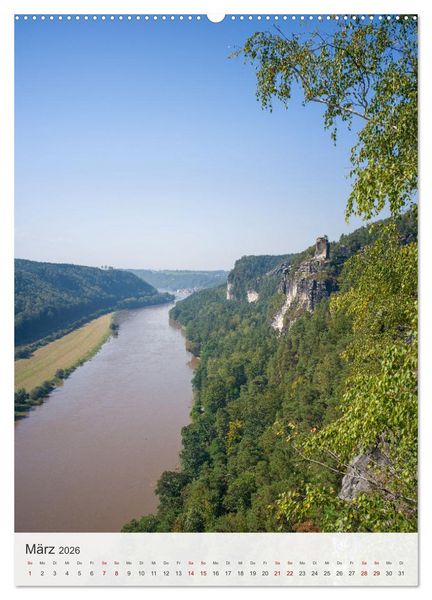Produktbild: Bastei und Lilienstein - Unterwegs an zwei m&auml;rchenhaften Orten in der S&auml;chsischen Schweiz (hochwertiger Premium Wandkalender 2026 DIN A2 hoch), Kunstdruck in Hochglanz