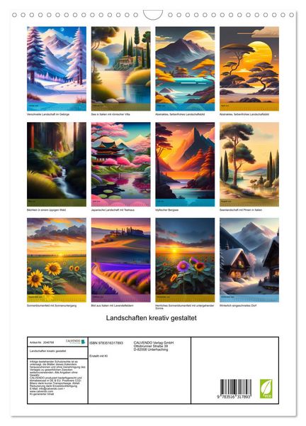 Produktbild: Landschaften kreativ gestaltet (Wandkalender 2026 DIN A3 hoch), CALVENDO Monatskalender