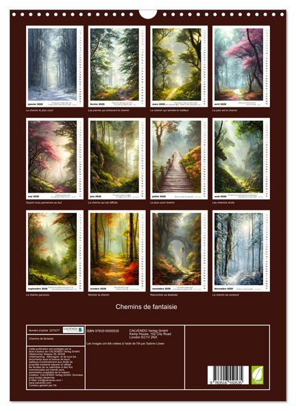 Produktbild: Chemins de fantaisie (Calendrier mural 2026 DIN A3 horizontal), CALVENDO calendrier mensuel