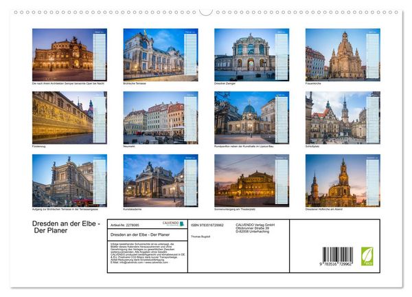 Produktbild: Dresden an der Elbe - Der Planer (hochwertiger Premium Wandkalender 2026 DIN A2 quer), Kunstdruck in Hochglanz