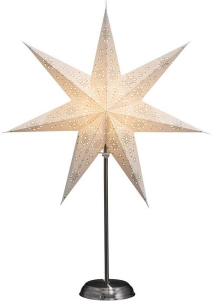 Produktbild: Konstsmide 2996-230 Weihnachtsstern Gl&uuml;hlampe, LED Wei&szlig;, Silber mit ausgestanzten Motiven, mit Schalter